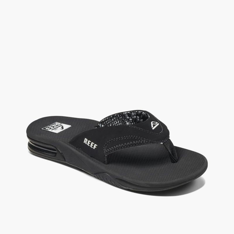 Reef Fanning Womens Bottle Opener Flip Flop, Arch Support, Durable Outsole, Water Friendly, Black, 8 - Image 1